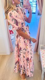 Blushing Botanicals Belted Midi Shirt Dress