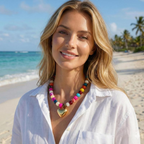 Beaded Chunky Heart Necklace