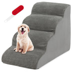 4-Tier Foam Non-Slip Dog Steps with Washable Zippered Cover and Brush