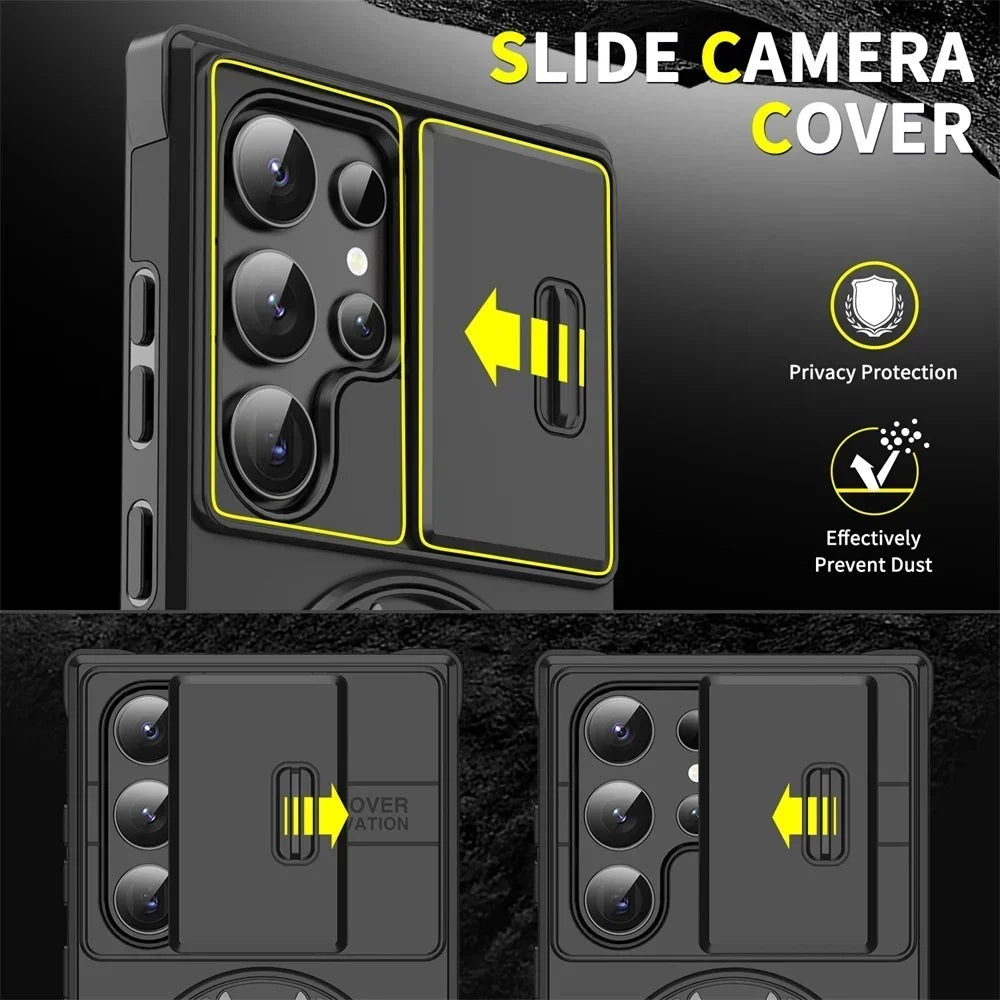 New Slide Camera Protection Magnetic Stand Phone Case for Samsung S25 Ultra