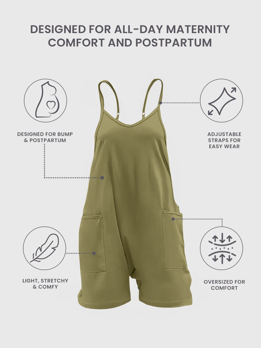Oversized Jumpsuit Shorts - Maternity & Postpartum