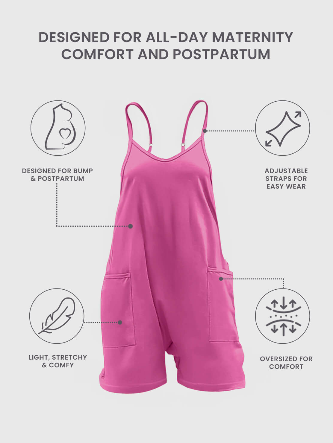 Oversized Jumpsuit Shorts - Maternity & Postpartum