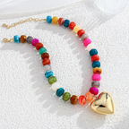 Beaded Chunky Heart Necklace
