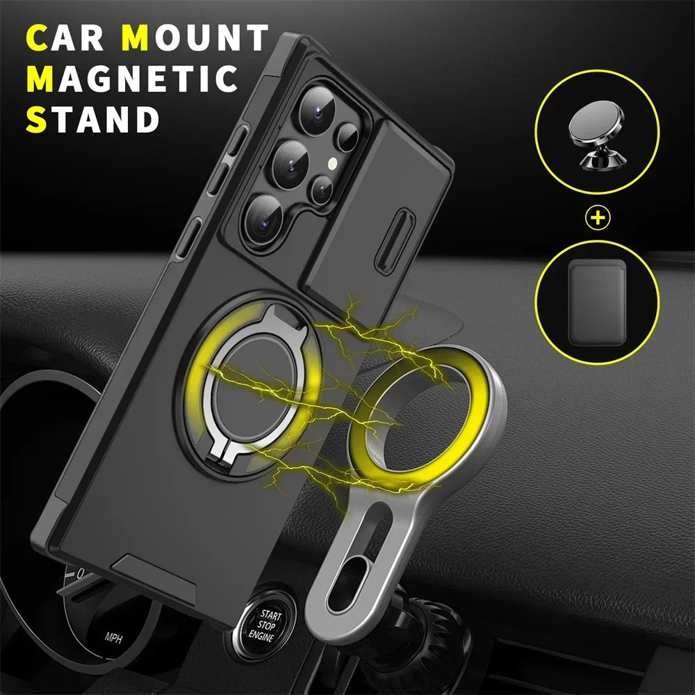 New Slide Camera Protection Magnetic Stand Phone Case for Samsung S25 Ultra