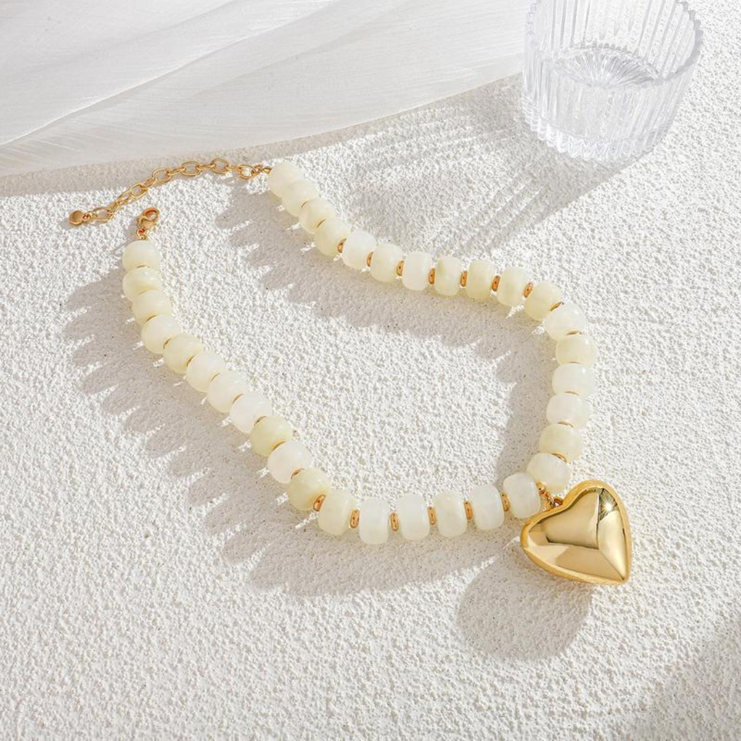 Beaded Chunky Heart Necklace