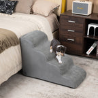 4-Tier Foam Non-Slip Dog Steps with Washable Zippered Cover and Brush