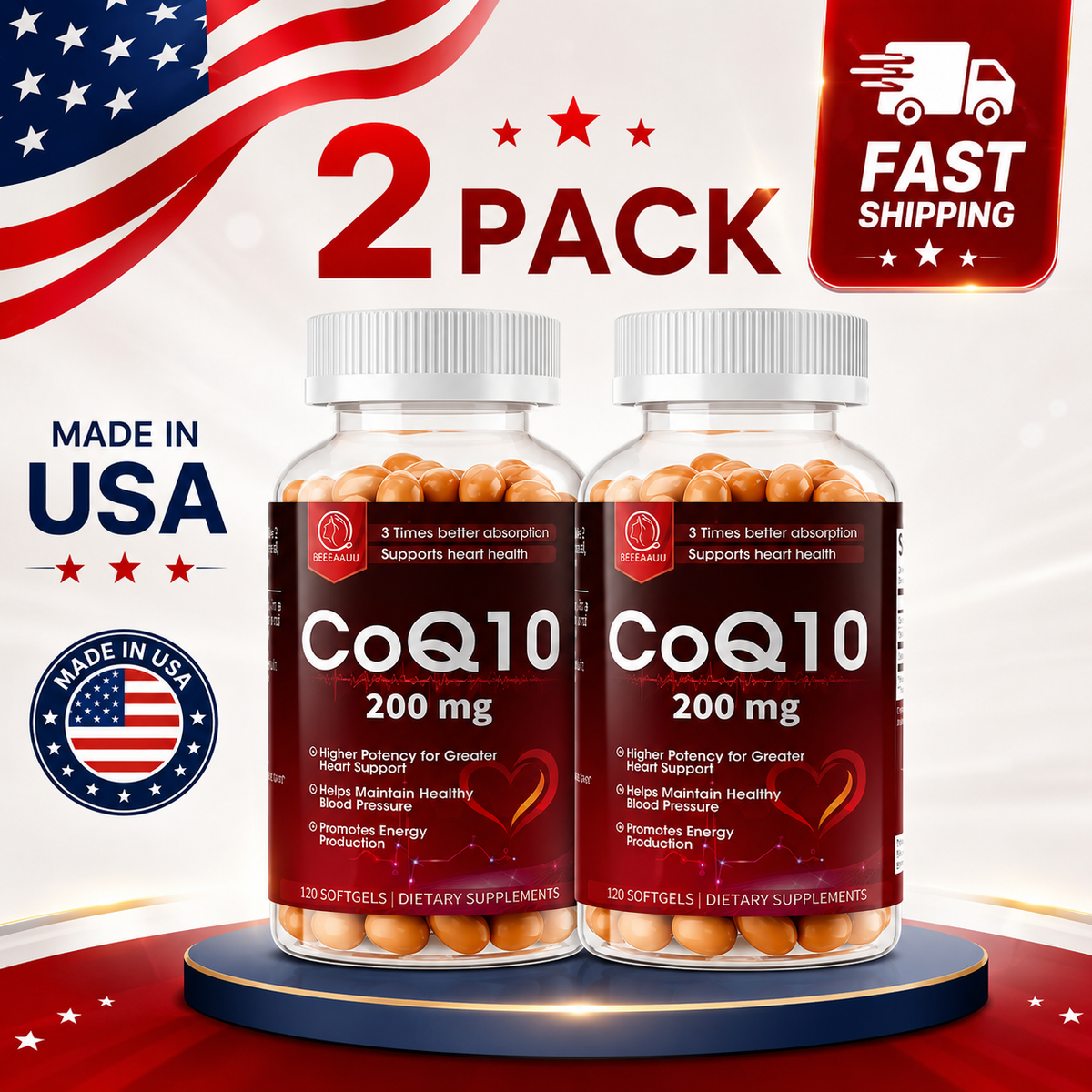 (BUY 1 GET 2)  CoQ-10 240 Softgels Coq10 Co Q10 Coenzyme Heart Support NON GMO US Stock Serenzza