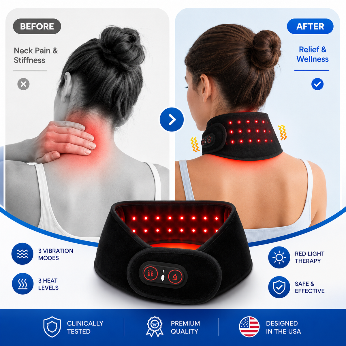 Red Light Therapy Neck Heating Belt – Infrared Neck Massager Serenzza