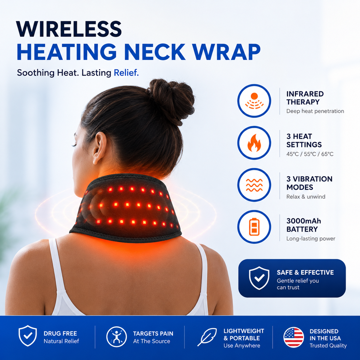 Red Light Therapy Neck Heating Belt – Infrared Neck Massager Serenzza