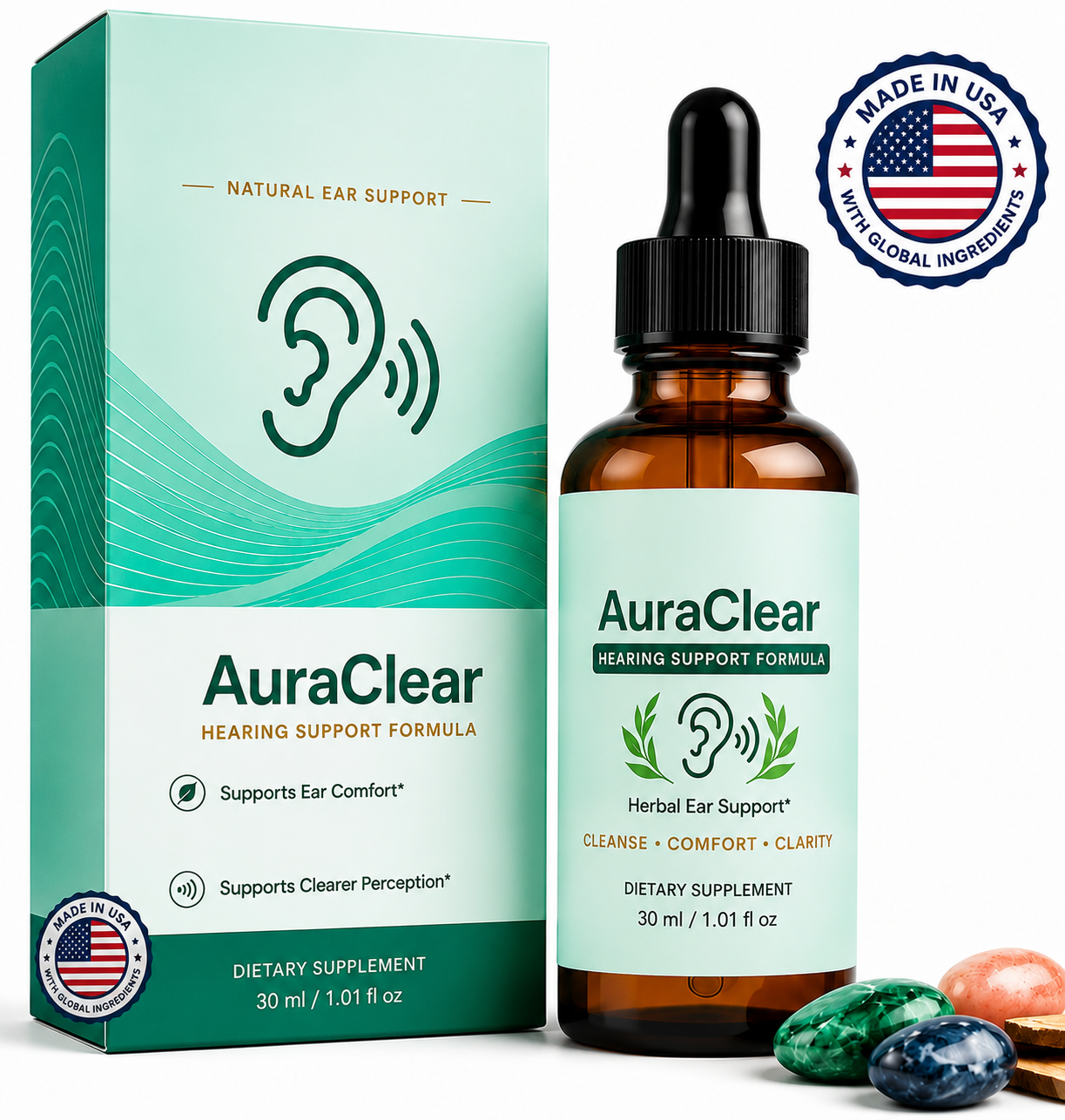Ear Drops - Auraclear Cleaning and Relief Drops, Natural Green