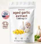 Odorless Garlic 7500mg Per Servings, 300 Softgels | 2 Years Aged Garlic Extra...