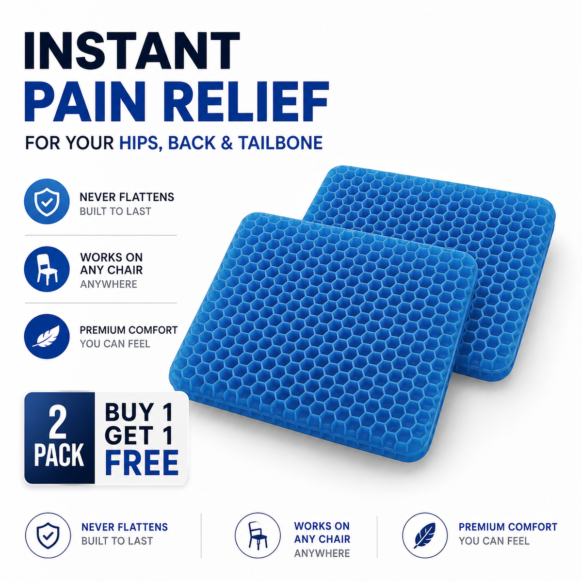 Sciatica Relief Honeycomb Gel Seat Cushion