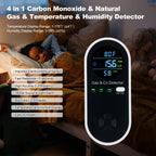 4 in 1 CO Monitor Alarm with LCD Display Carbon Monoxide & Natural Gas Combination Detector Plug in Wall Detectors CO & Natural