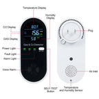 4 in 1 CO Monitor Alarm with LCD Display Carbon Monoxide & Natural Gas Combination Detector Plug in Wall Detectors CO & Natural