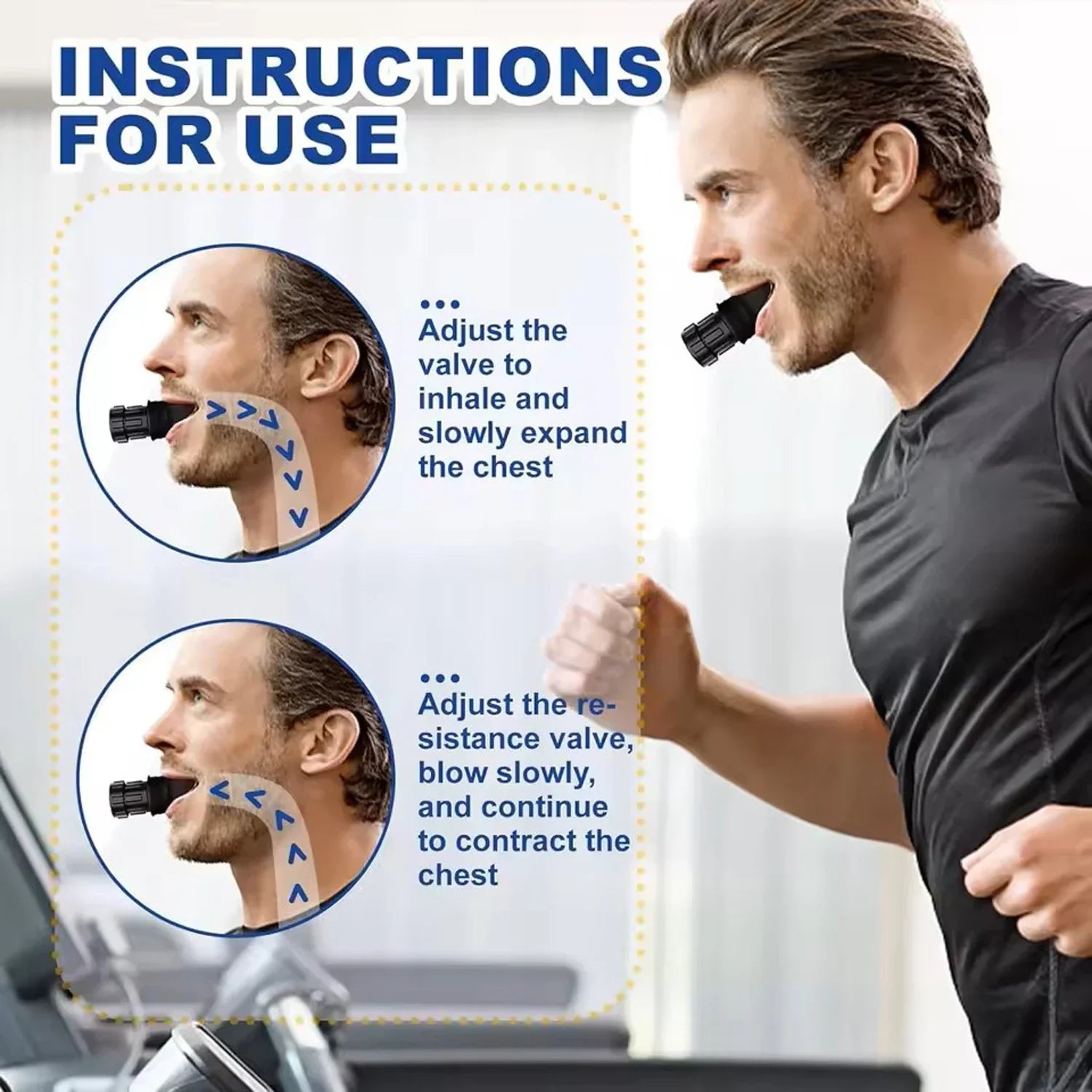 Breathing Trainer Lung Flexer Durable Fitness Exerciser Increases Lung Capacity Breath Adjustable Levels Respiratory Deep Breath