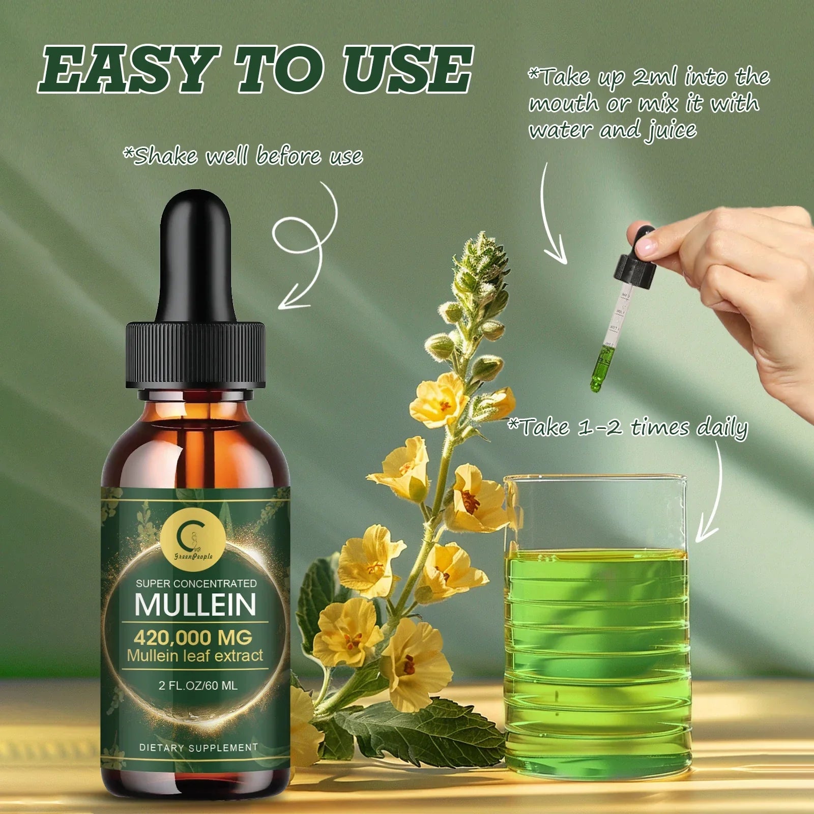 Mullein Drops: Lung Cleanse & Immune Boost - Fast Respiratory Relief
