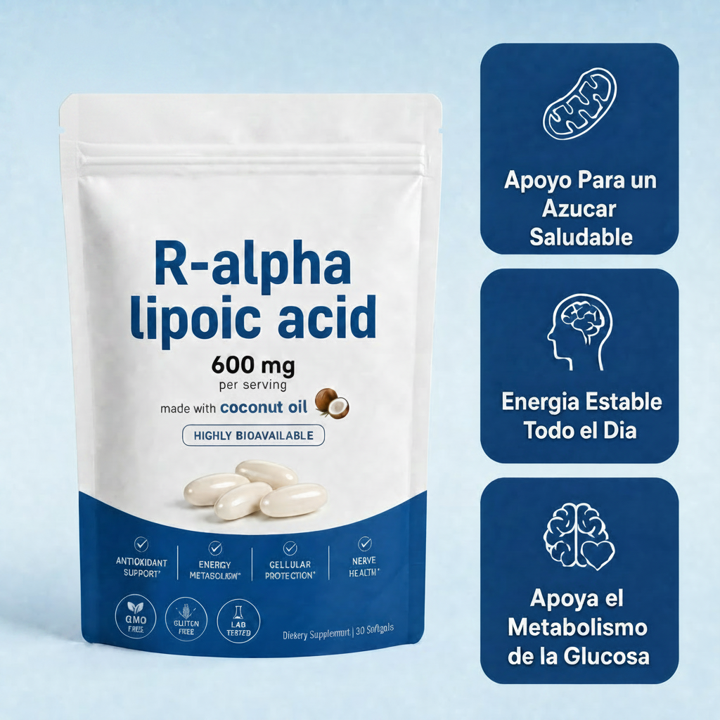 Ácido R-alfa lipoico — Cápsulas blandas de 600 mg en forma R pura