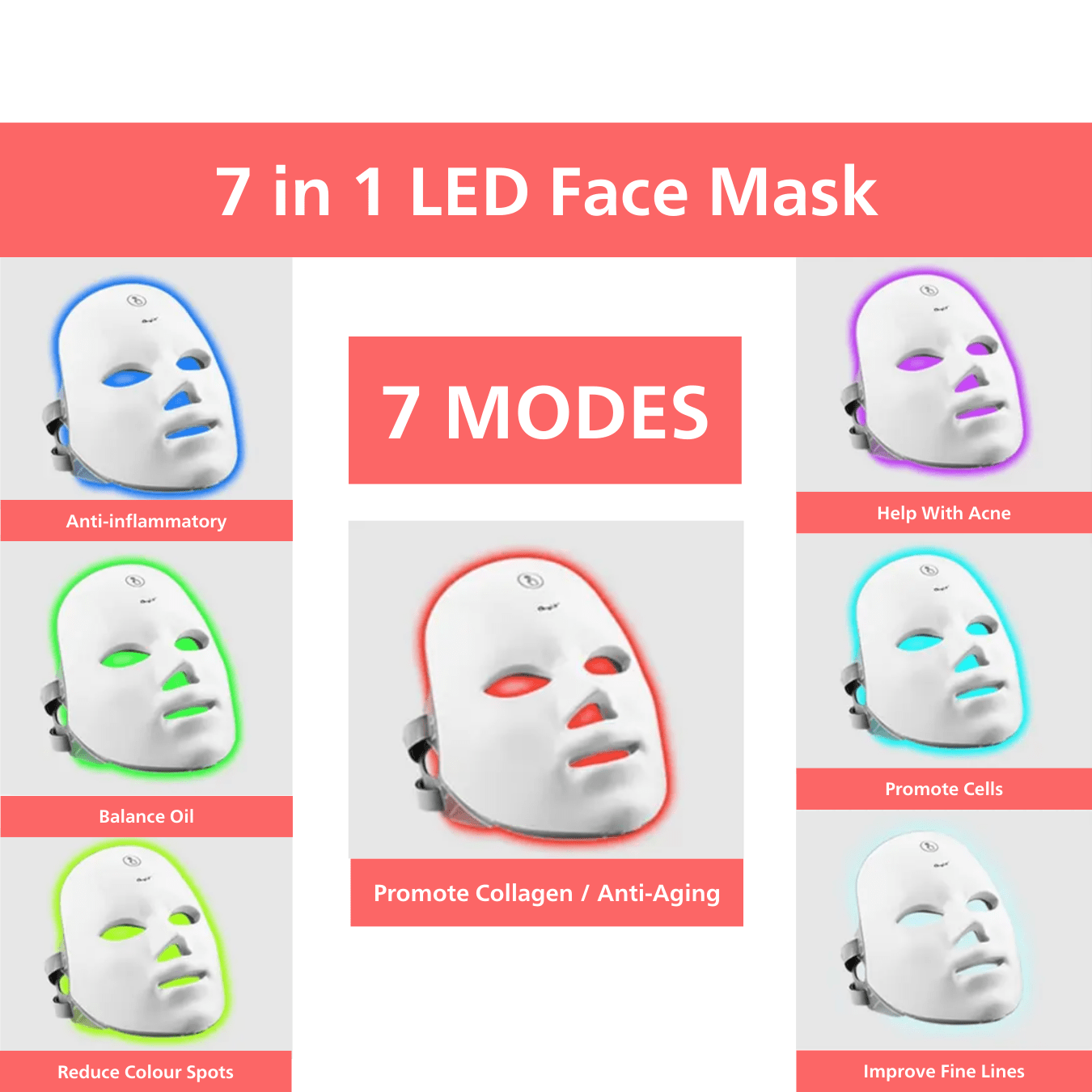 LED Red Light Face Mask for Glowing Looking Skin