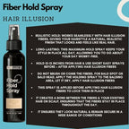 Hair Illusion 100% Real Hair Fibers Combo: Fibers, Hold & Water Spray, & App.