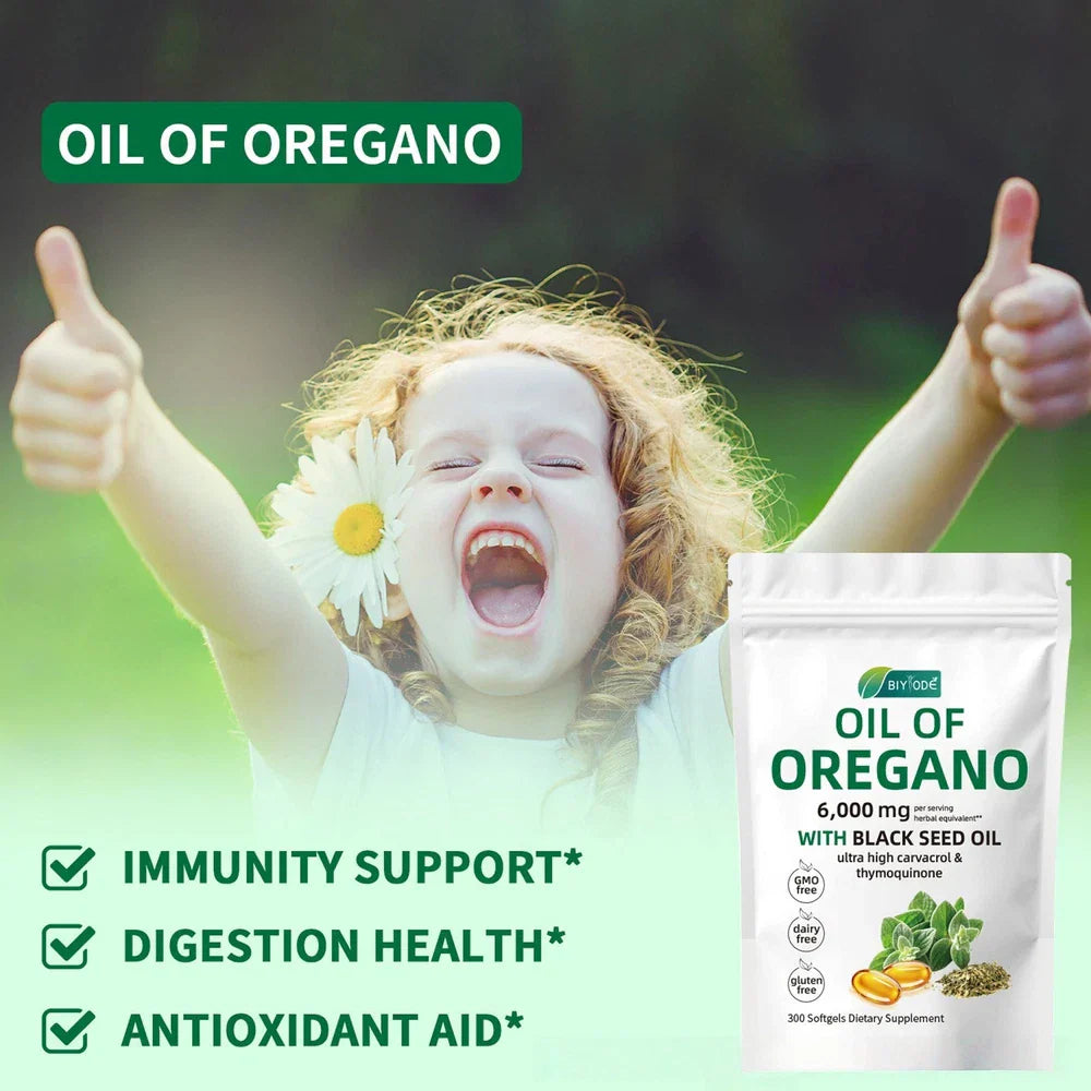 Oil of Oregano 300 Softgels with Black Seed Oil - 6000mg Oregano Oil Strength