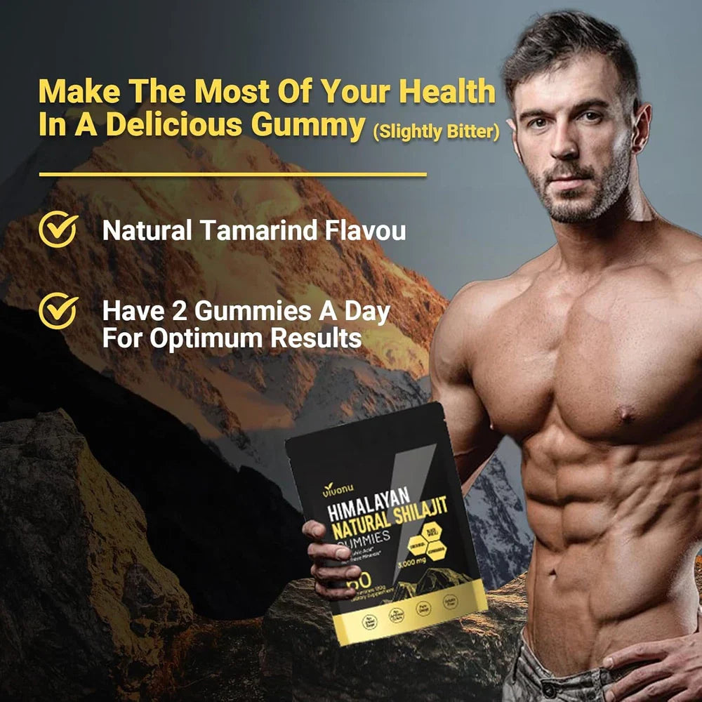 Himalayan Shilajit Gummies with Ashwagandha & Gokshura | 85+ Trace Minerals & Fu