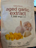 Odorless Garlic 7500mg Per Servings, 300 Softgels | 2 Years Aged Garlic Extra...
