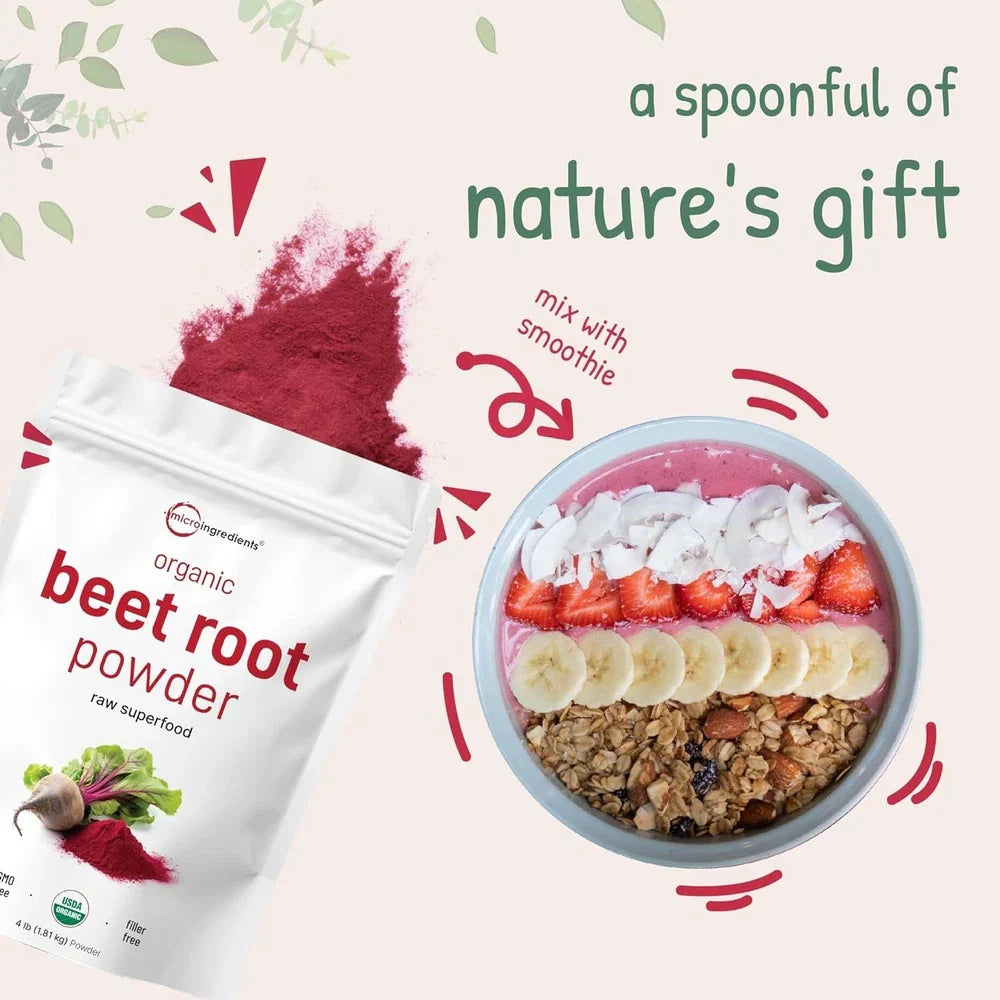 Cold Pressed Organic Beet Root Powder, 4lb | High Concentration, No Additives
