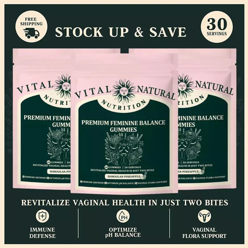 3/2Pack Vital Source Feminine Balance Gummies Hawaiian Pineapple